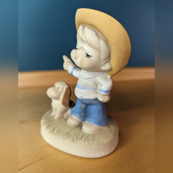 Vintage UCTCI Japan Poppet Hat Boy Figurine with Puppy Dog - Picture 8 of 8